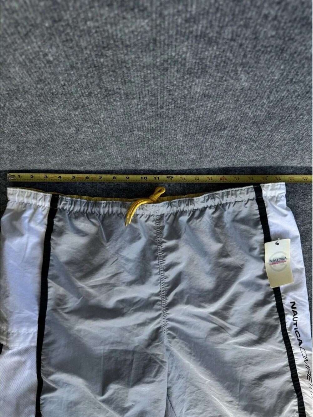 Nautica Competition Swim Trunks Men’s L Silver Medal Gray Nylon Board Shorts